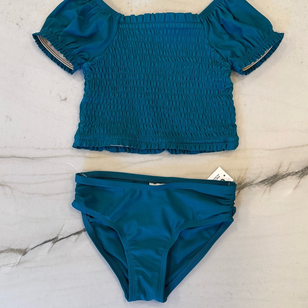 NWT, Old Navy, Size 3t, Teal Smocked Off-Shoulder Bikini Set